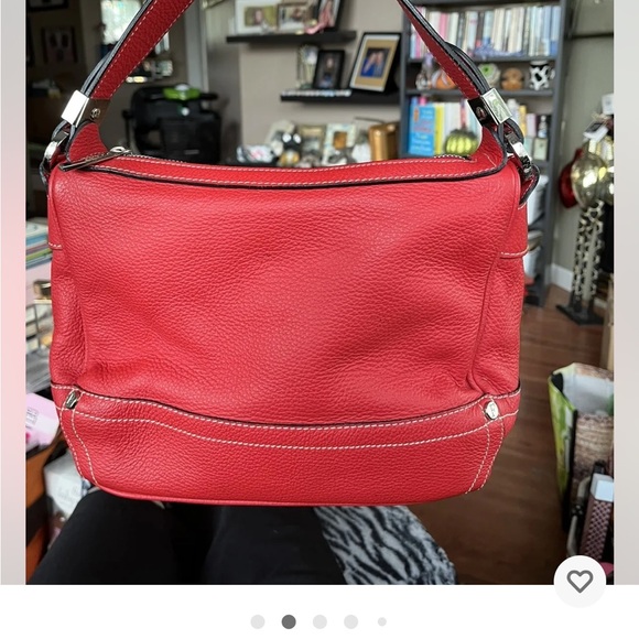 Ferre Milano Red 100% Leather Bag.  Practically New!  Only used once!  13”x9” - Picture 2 of 9